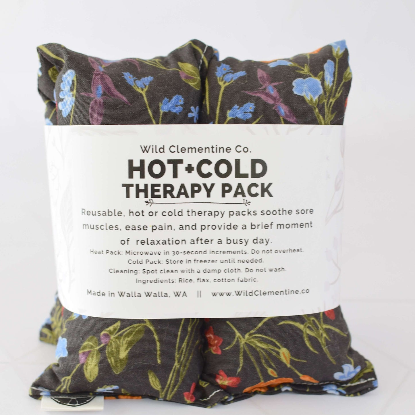 Heating Pad Neck Wrap, Hot + Cold Flaxseed - Charcoal Floral