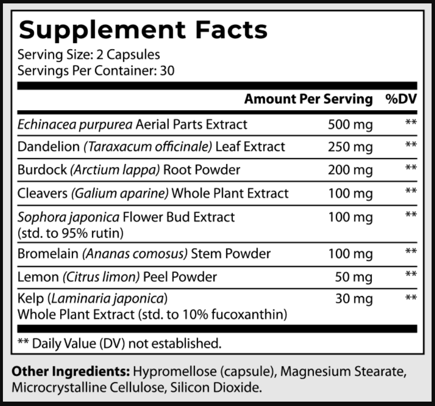 LymphaFlo Supplement Facts