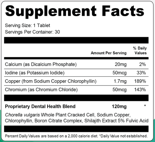 OxyDental Pro Supplement Facts